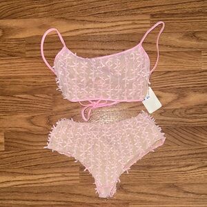 SecondSkin Wear By Kellee Baby Bubblegum Pink Swim Suit Set Bow Girly Vintage
